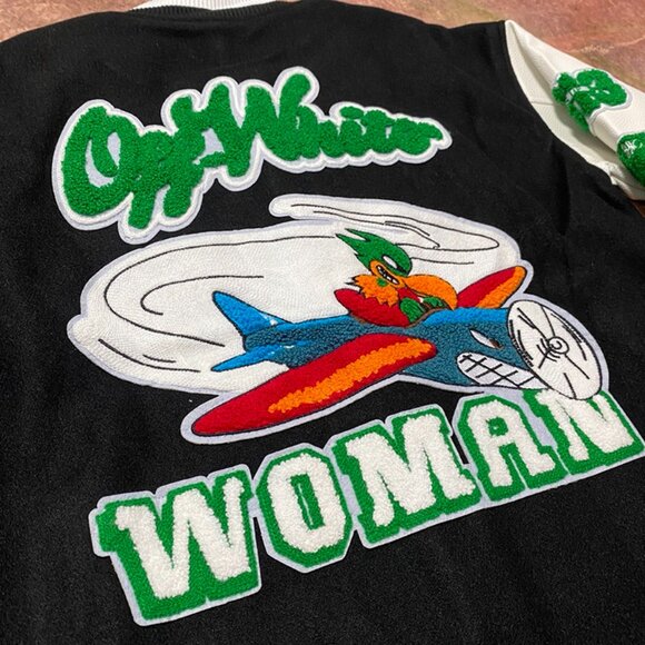 Off-White Black And White Embroidered Baseball Jacket - Picture 7 of 9